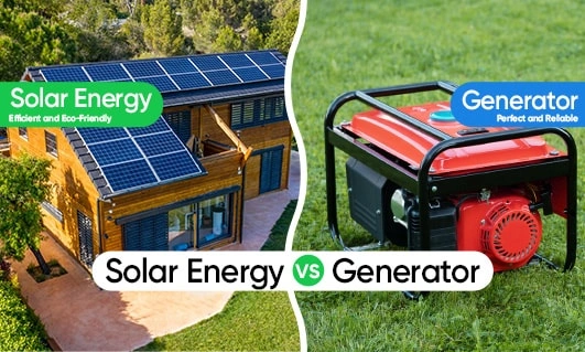 A side-by-side comparison of solar energy systems and generators, highlighting features, advantages, and limitations for power solutions.