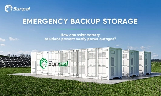 Image of solar battery storage units with the Sunpal logo.