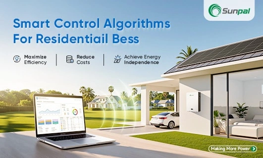 Promotional image showcasing Sunpal's smart control algorithms for residential energy storage.