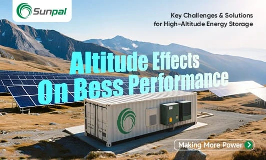 Banner showcasing the effects of altitude on battery energy storage solutions by Sunpal.
