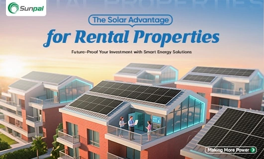 Solar panels installed on rental property rooftops.