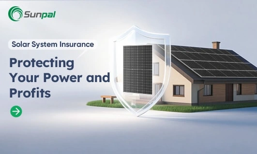 House with solar panels protected by a transparent shield symbolizing insurance coverage.