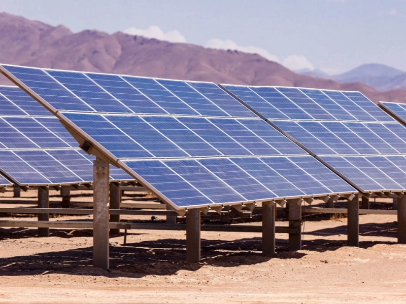 Utility-Scale Solar Farm with Fixed Ground-Mounted Racking System in Desert Environment